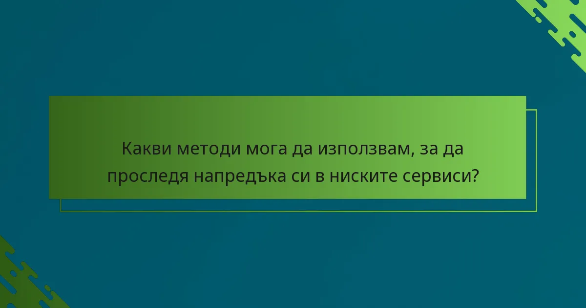 Какви методи мога да използвам, за да проследя напредъка си в ниските сервиси?